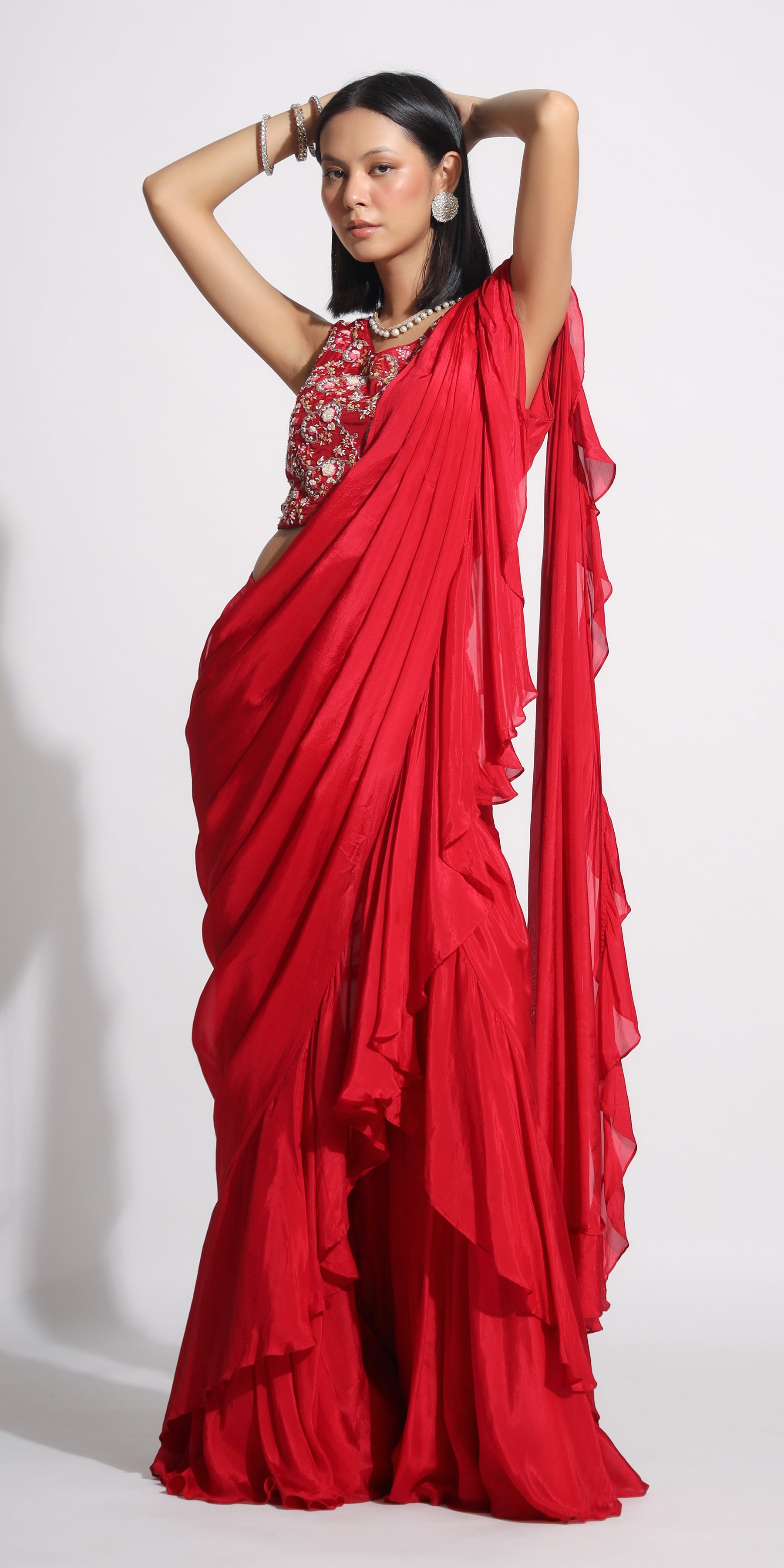 Silk Red draped saree