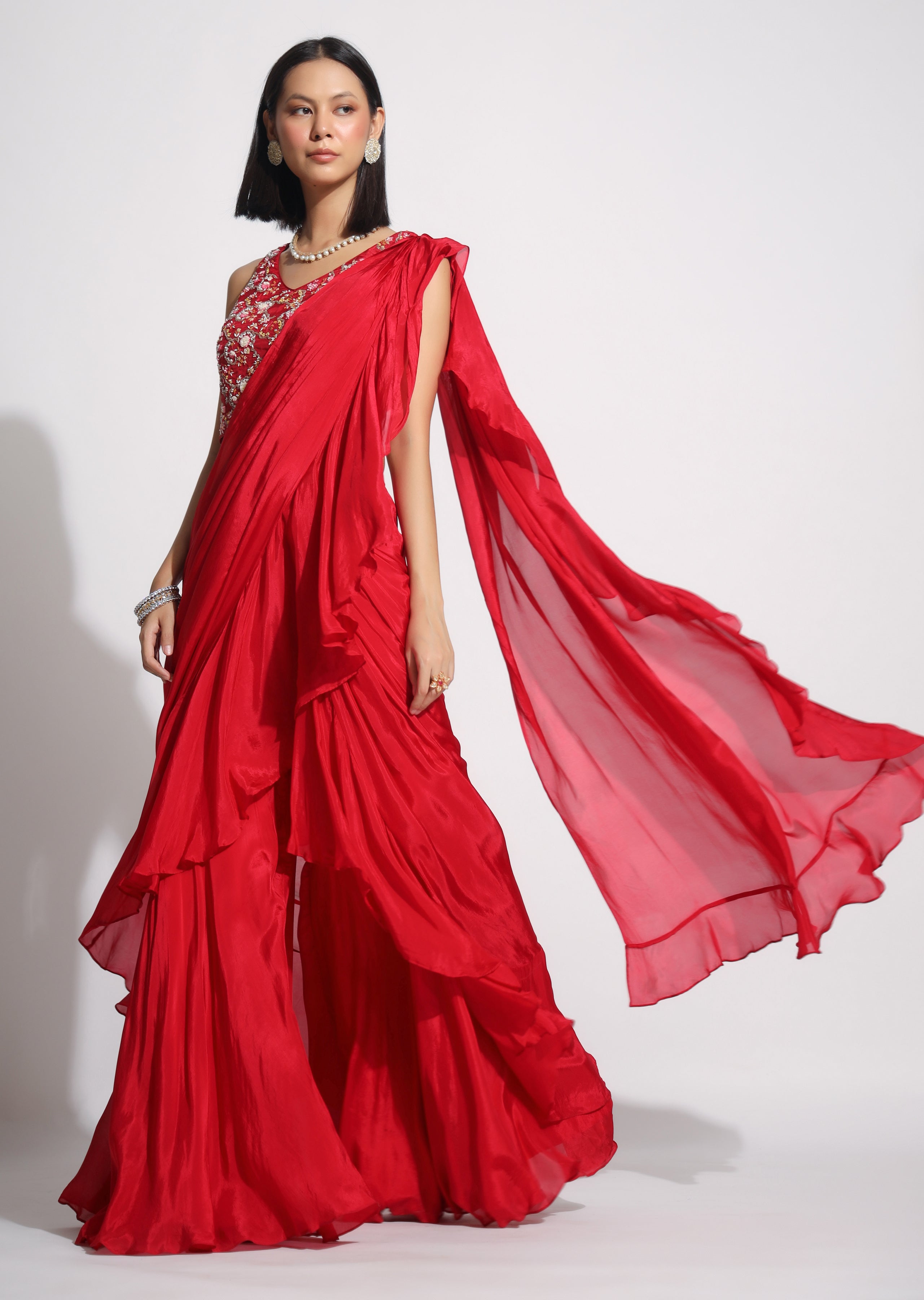 Silk Red draped saree