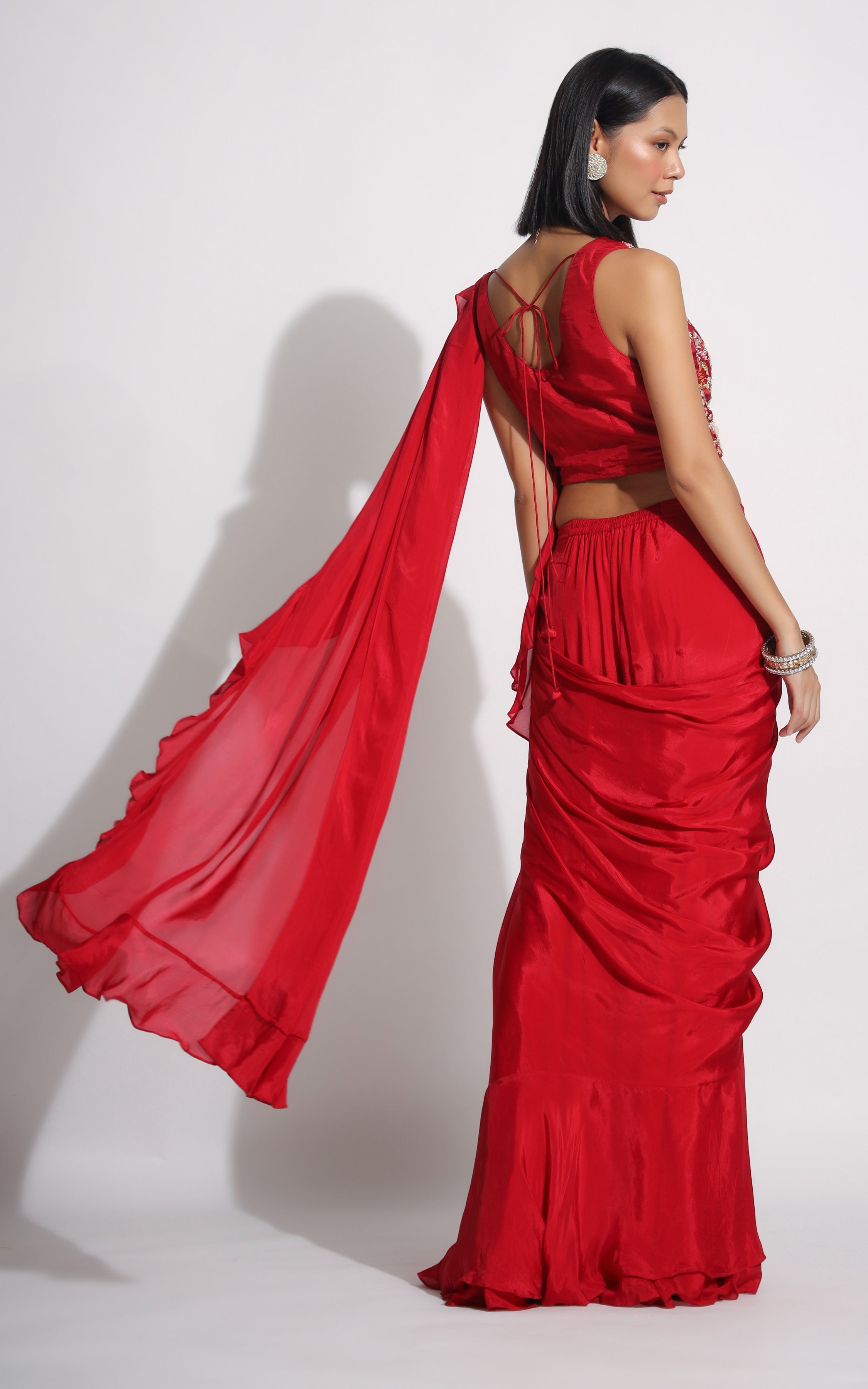 Silk Red draped saree