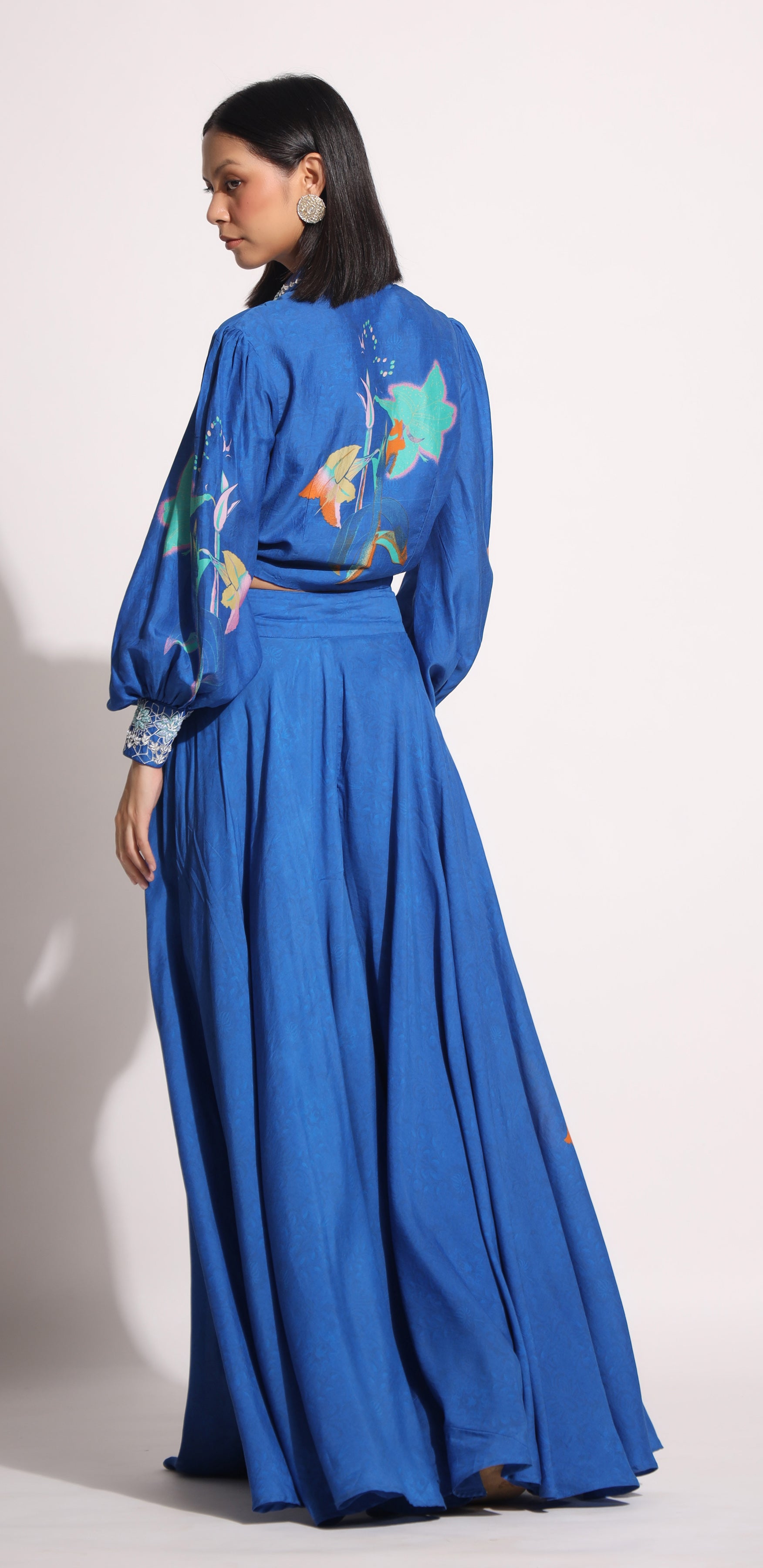Blue knot top flared pants set
