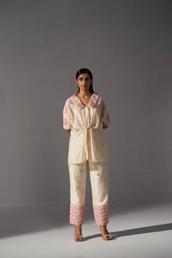 Off white embroidered co-ord set