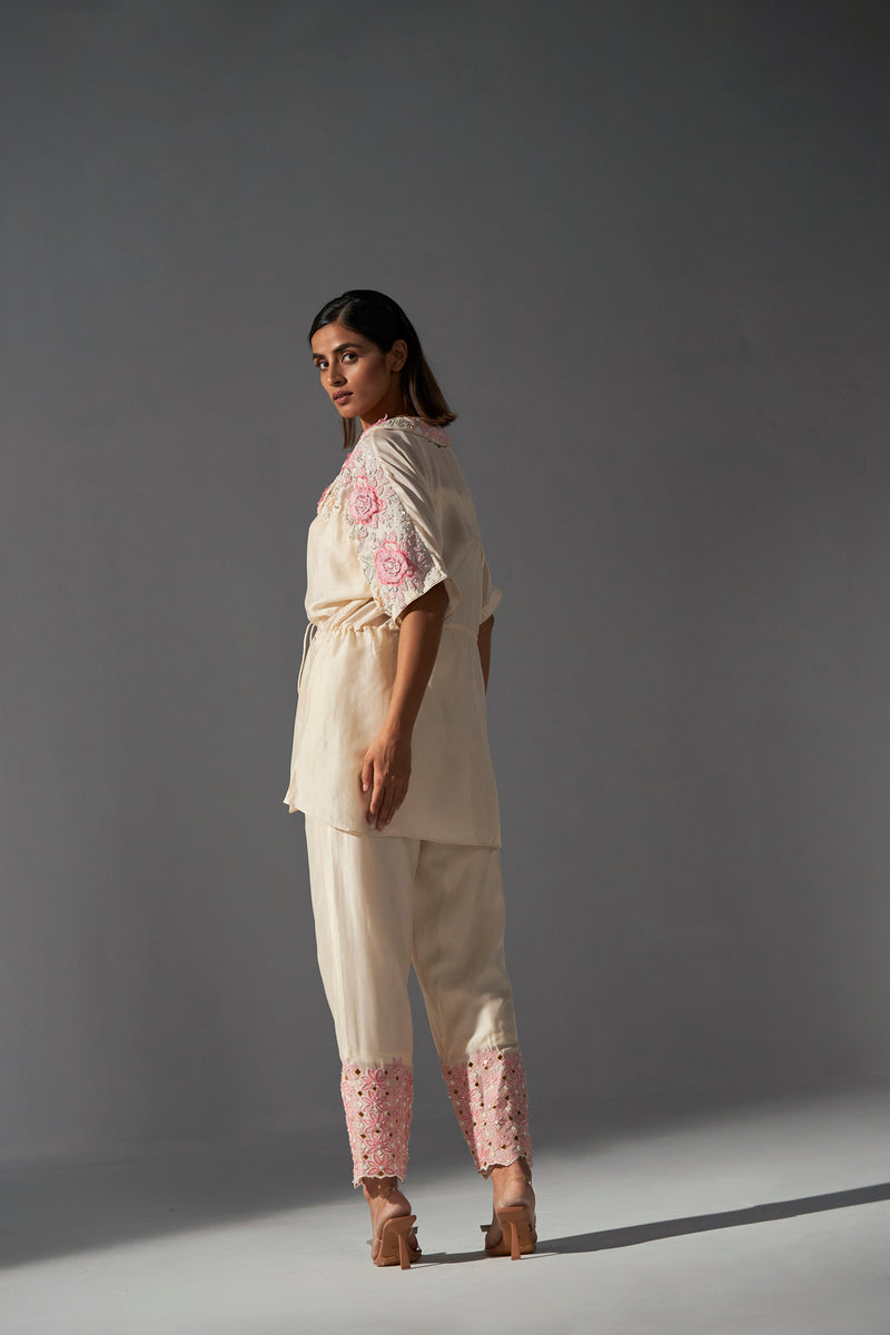 Off white embroidered co-ord set