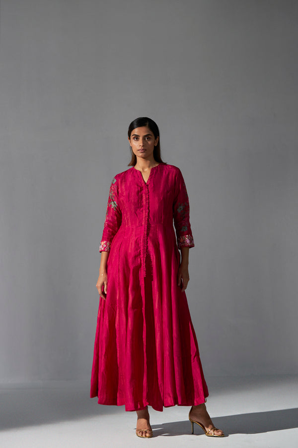 Ruby Red Angarkha with fitted pants