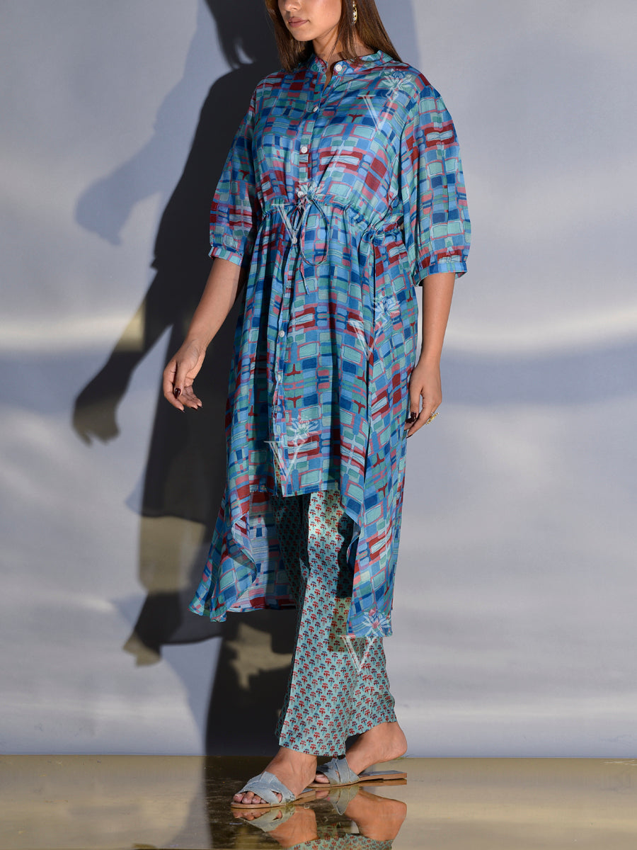 Blue Vasansi Silk Printed Co-ord Set