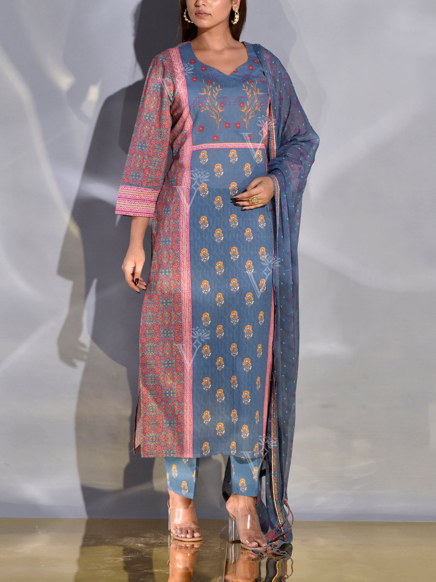 Cotton Dobby Printed Suit Set