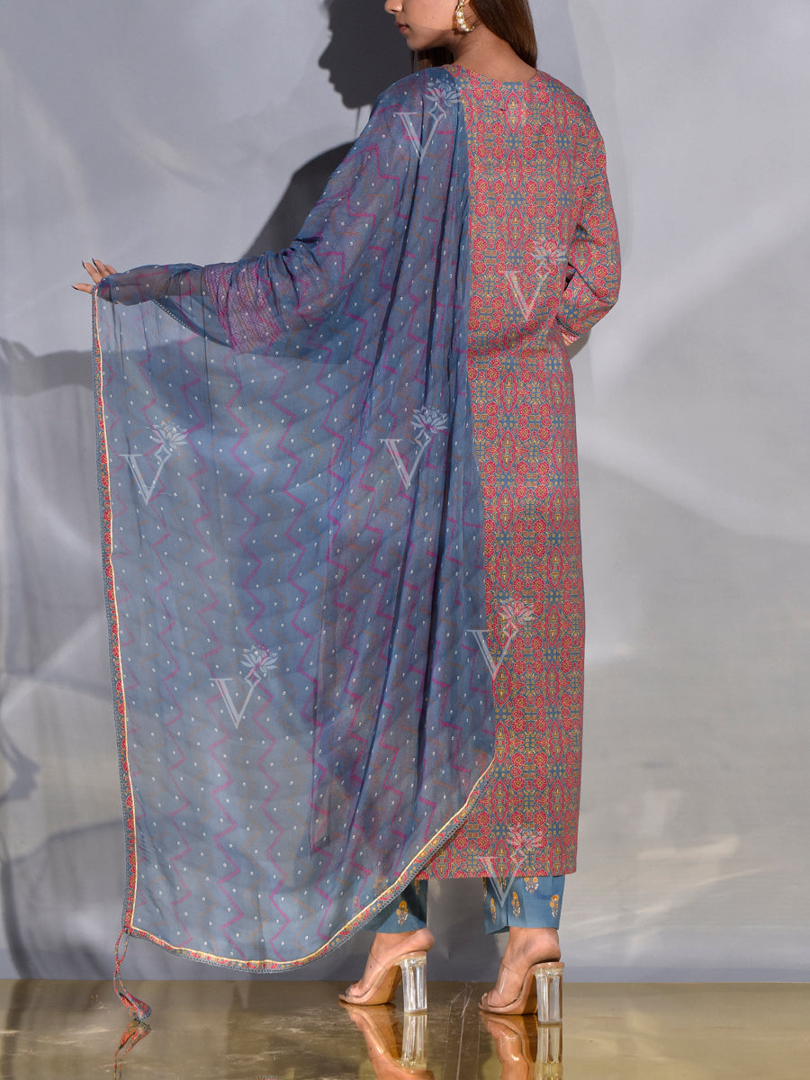 Cotton Dobby Printed Suit Set