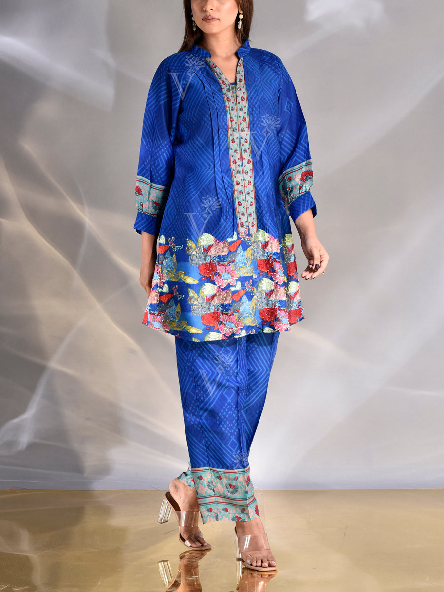 Blue Vasansi Silk Printed Co-ord Set