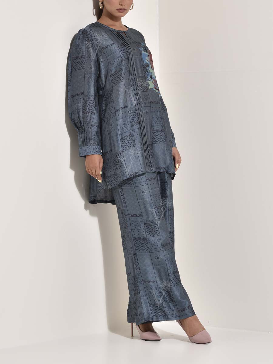Pewter Grey Vasansi Silk Co-ord Set