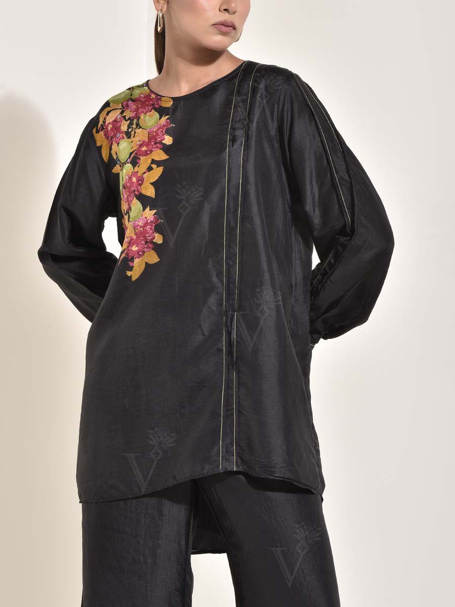 Black Vasansi Silk Co-ord set