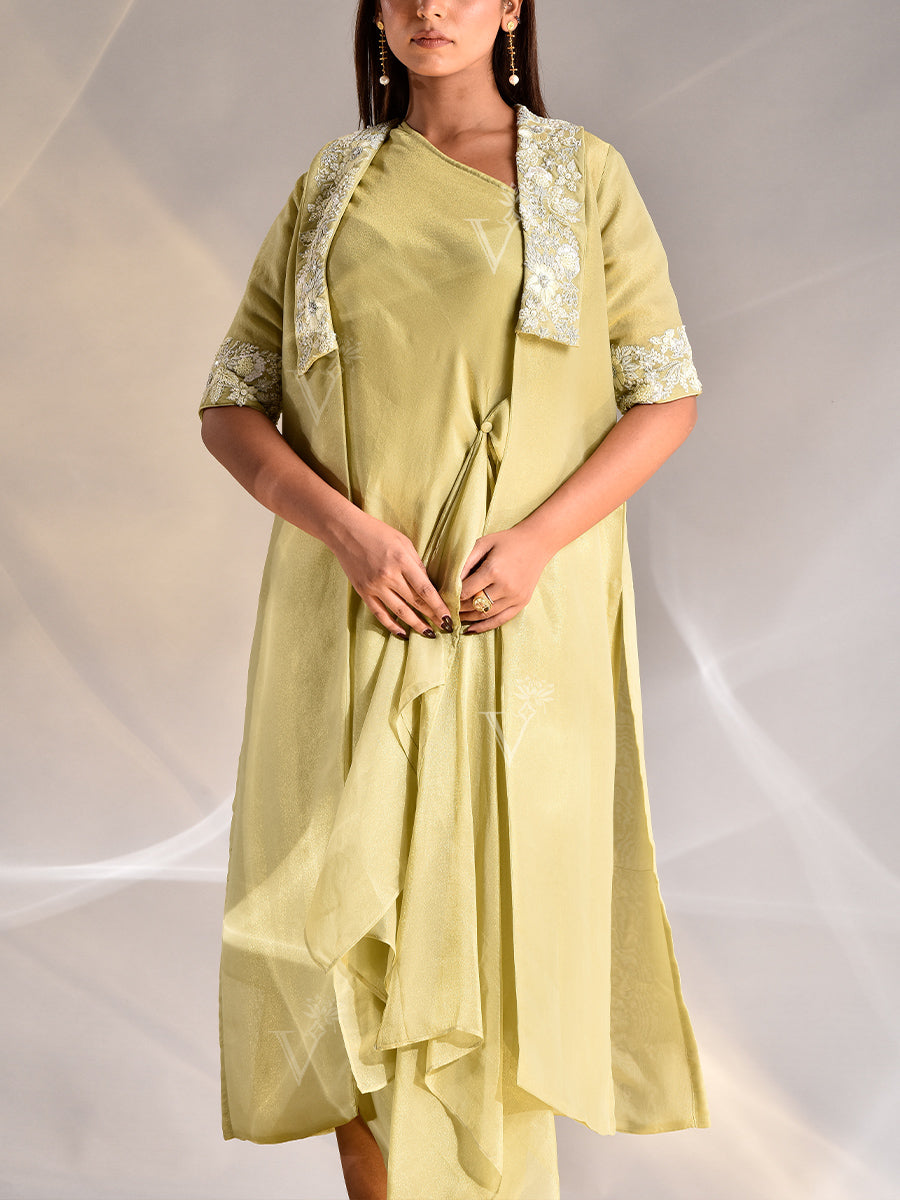 Green Tissue Embroidered Dress