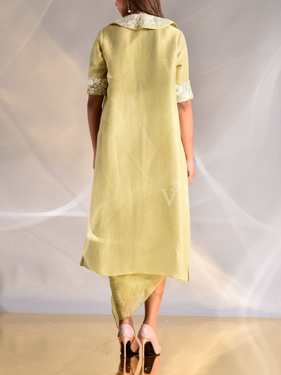 Green Tissue Embroidered Dress