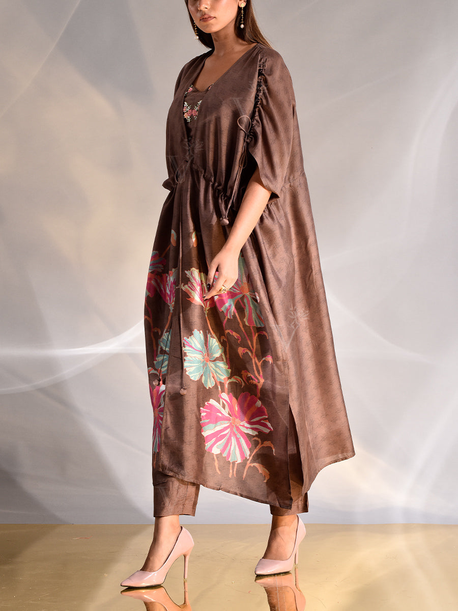 _label_New, DD35, MTO, KS,  Brownm Vasansi Silk ,Kaftan Set