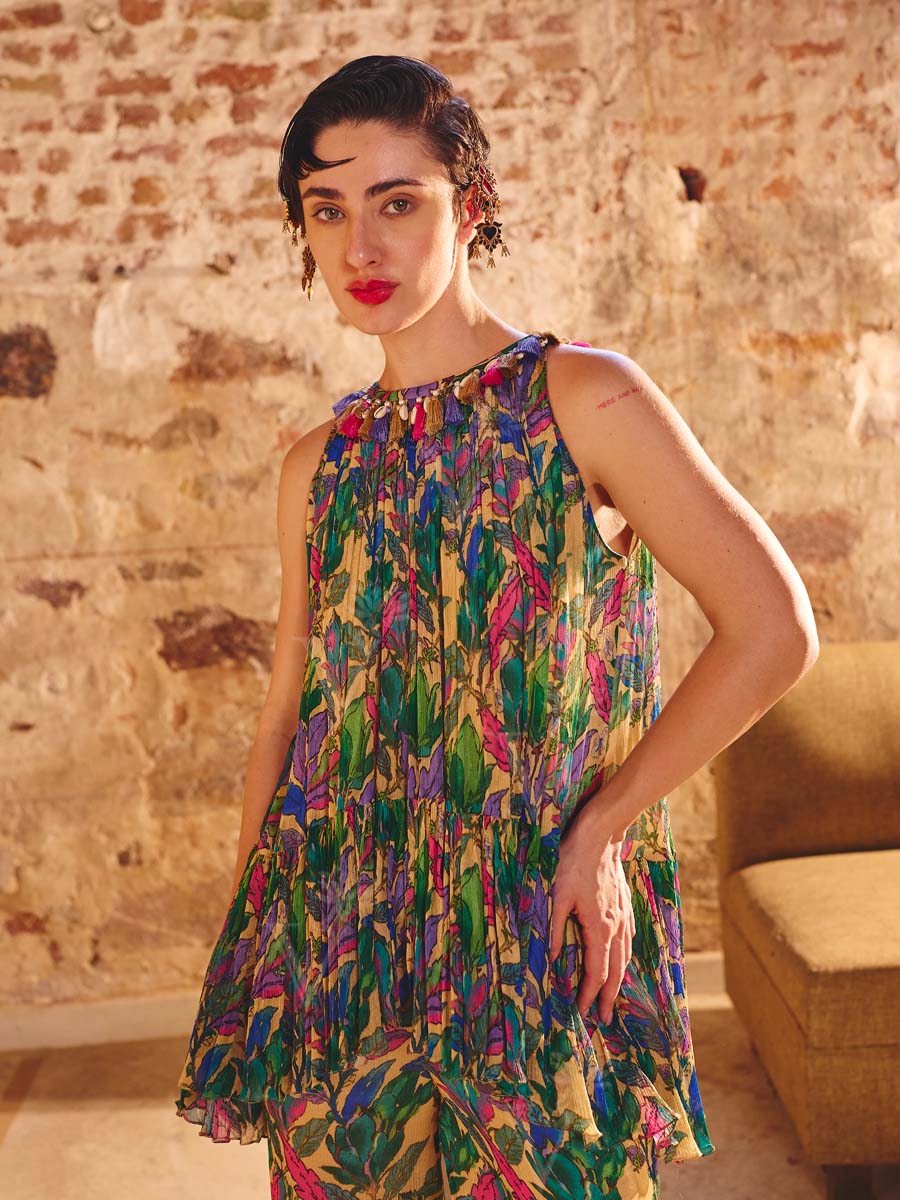 Multi Color Chiffon Floral Printed Co Ord Set