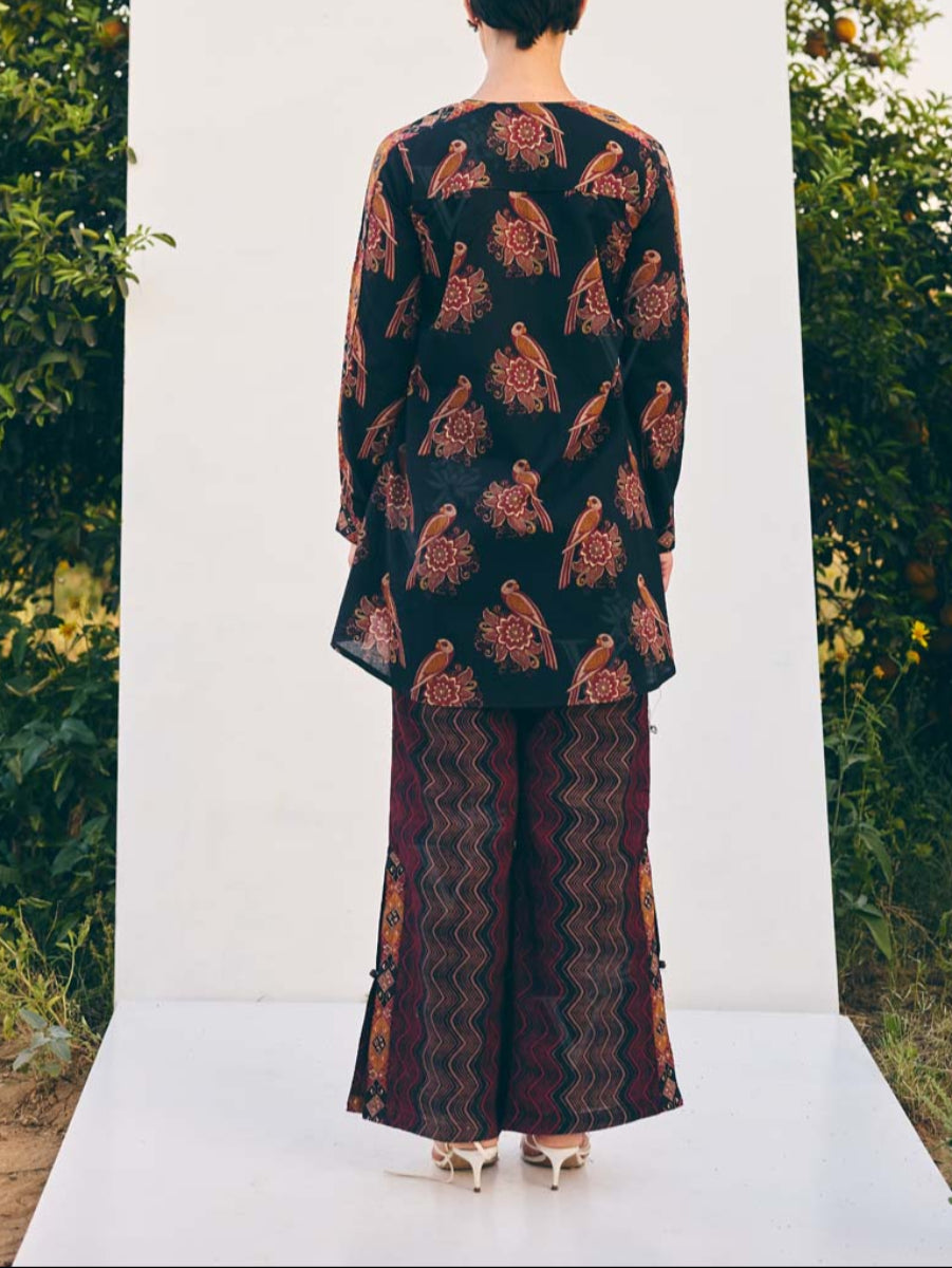 Black Cotton Printed Co Ord Set