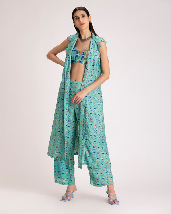 Aqua green jacket set
