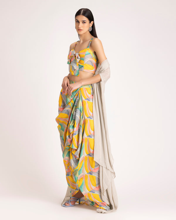 Draped skirt top set