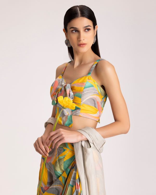 Draped skirt top set