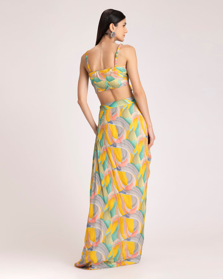 Draped skirt top set