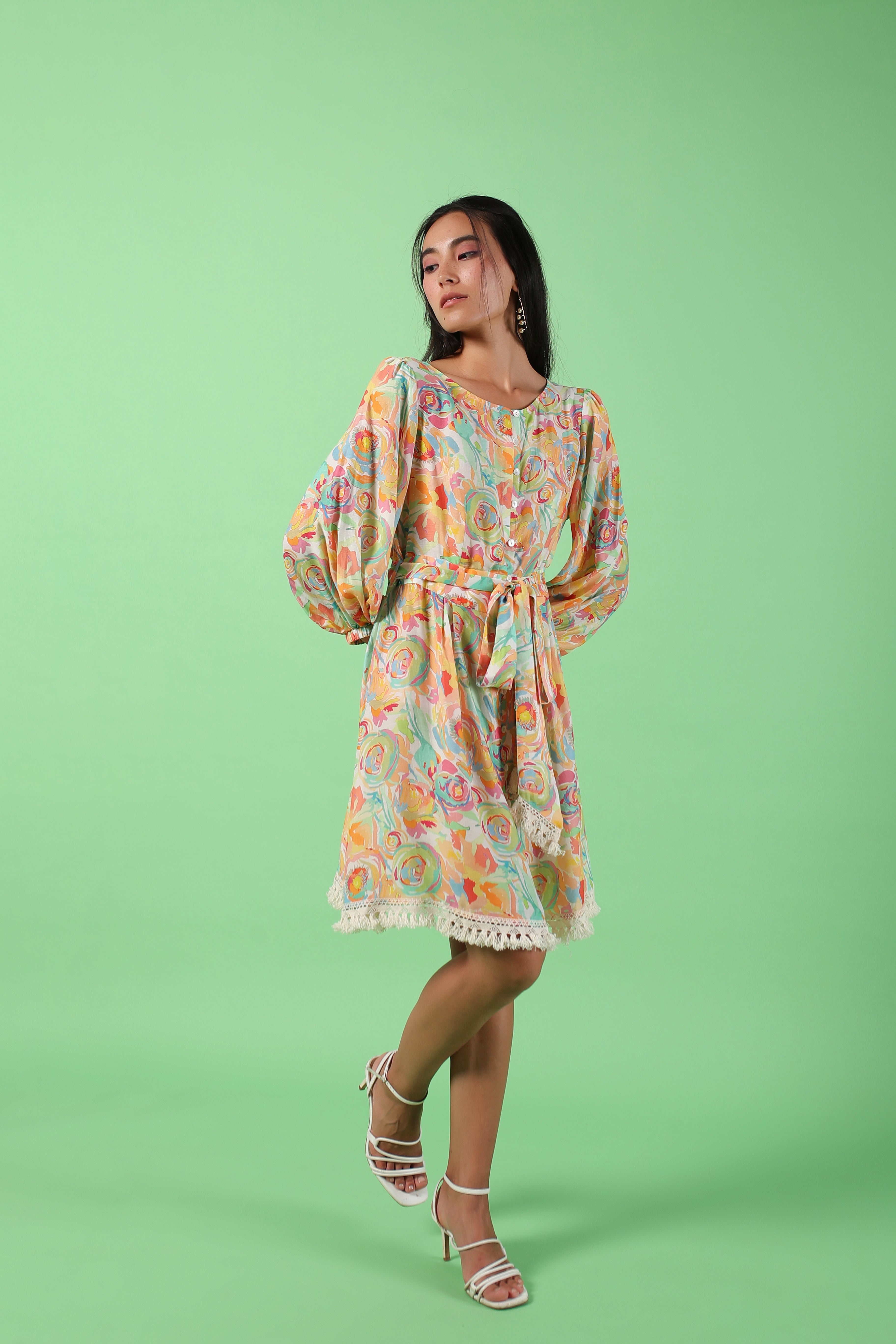 Floral Multicolored knee length dress