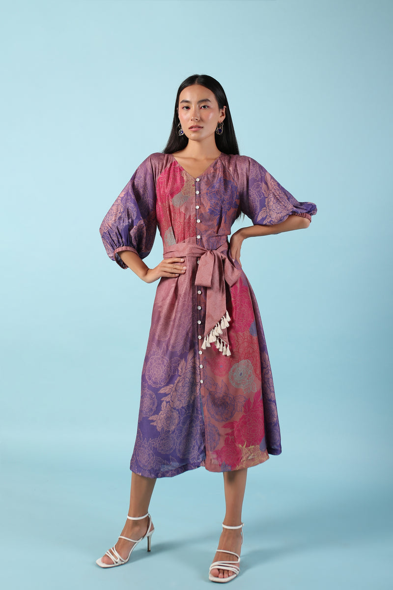 Floral printed midi length dress 