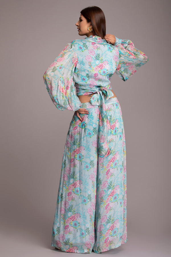 Floral aqua flap top