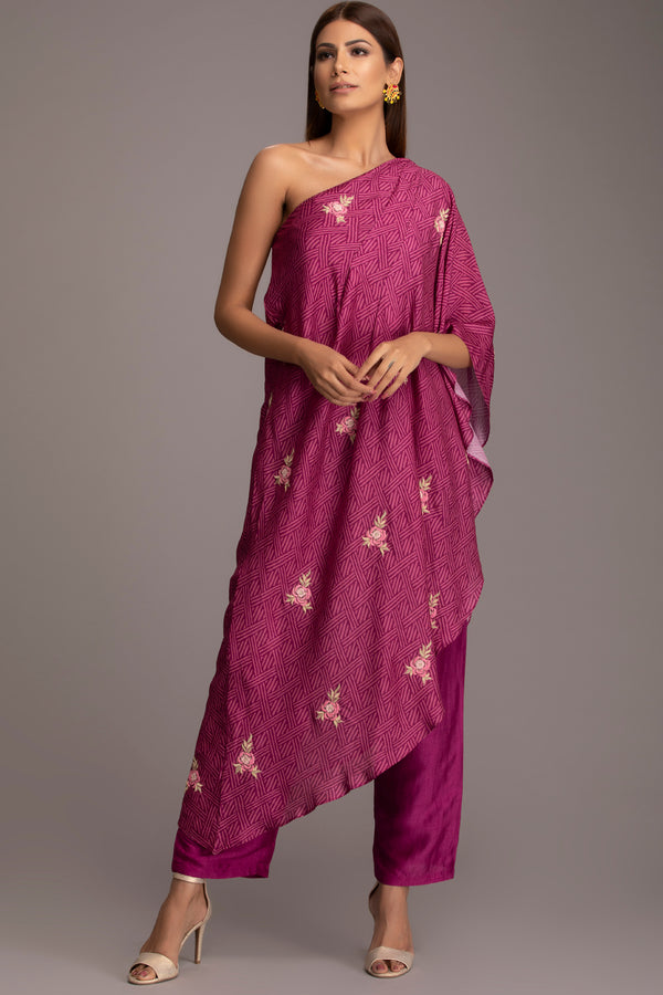 Magenta one shoulder