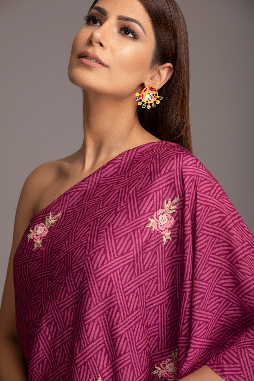 Magenta one shoulder