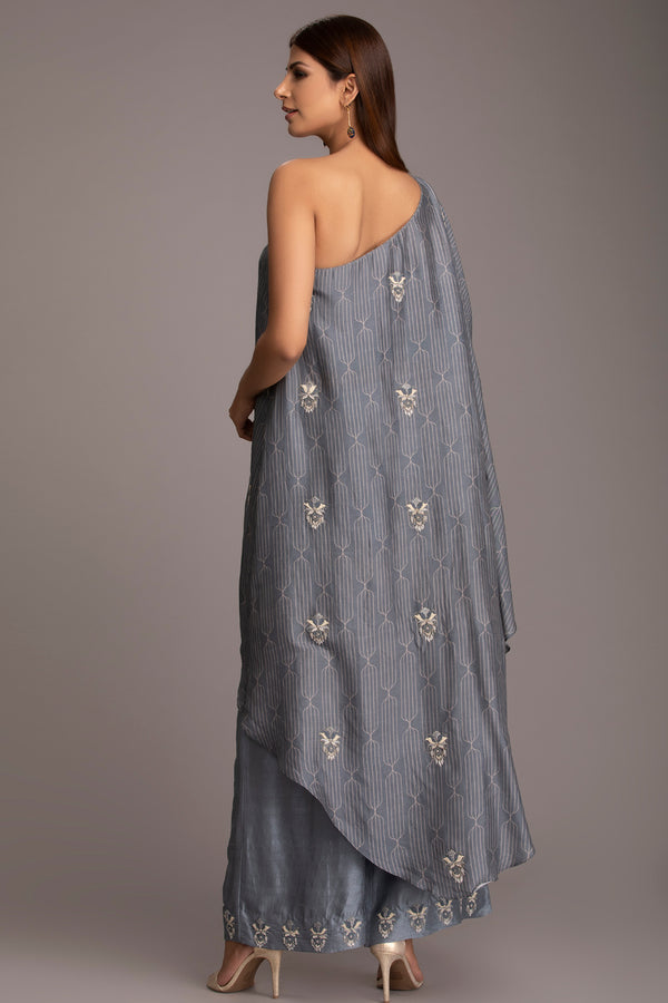 One shoulder grey