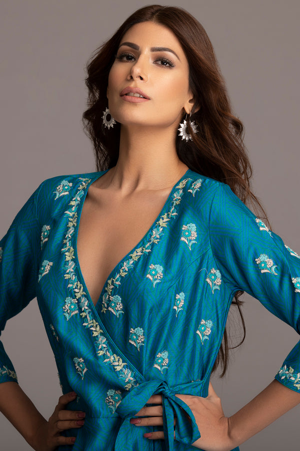 Wraparound blue dress