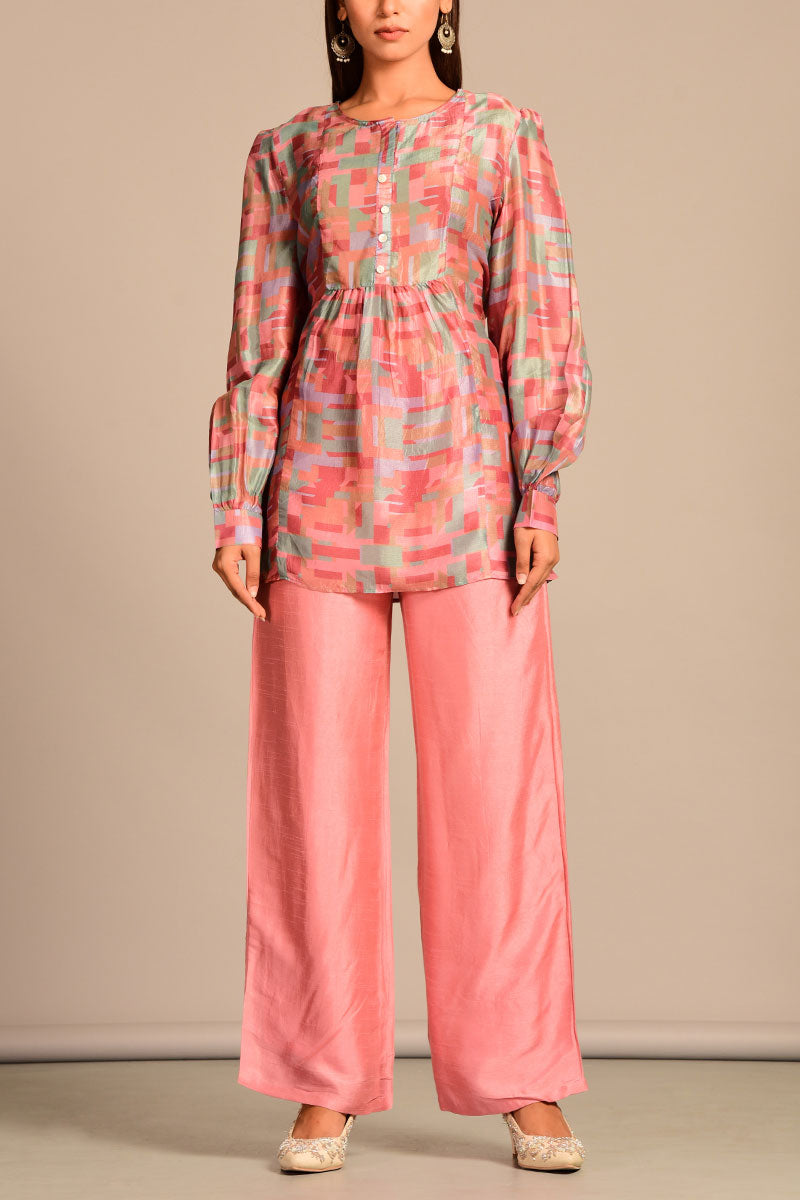 Button down Pink top with pants