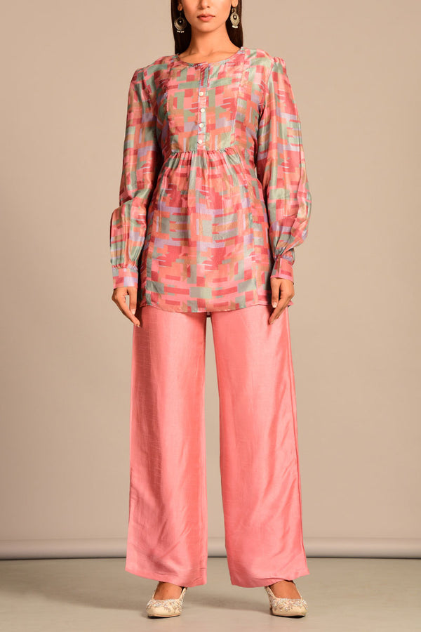 Button down Pink top with pants