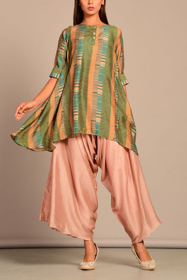 Asymmetric top with dhoti pants