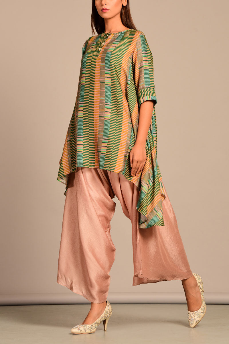 Asymmetric top with dhoti pants