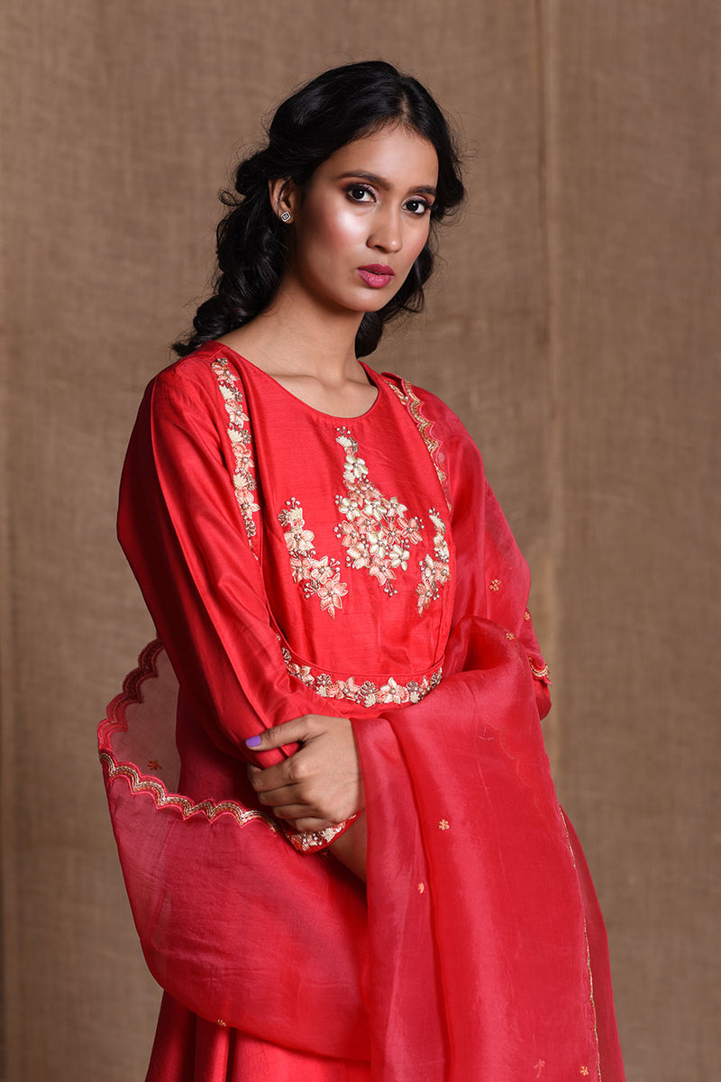 Festive bandhani red sharara set