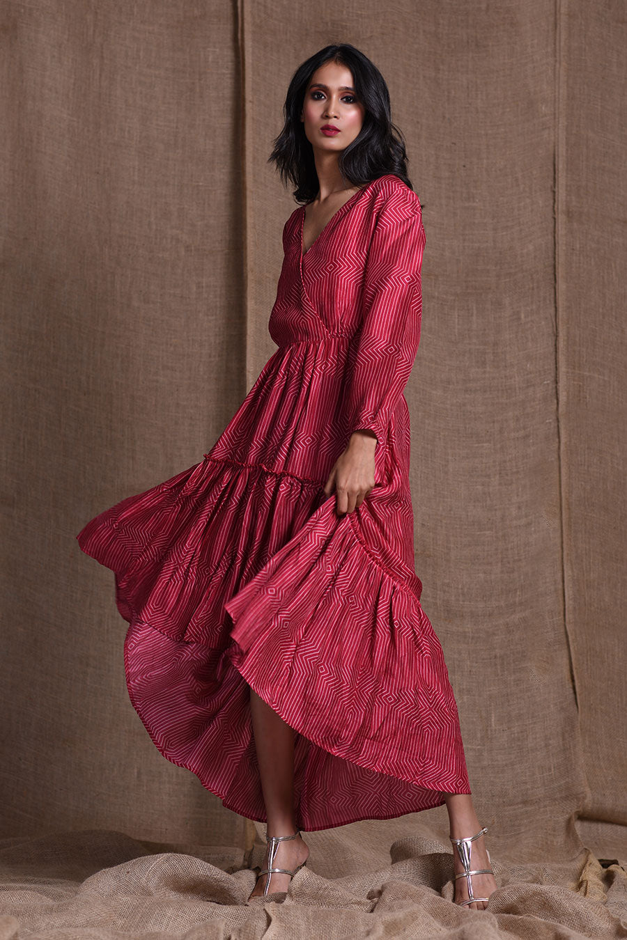 Printed high low red dress | koashee by shubhitaa