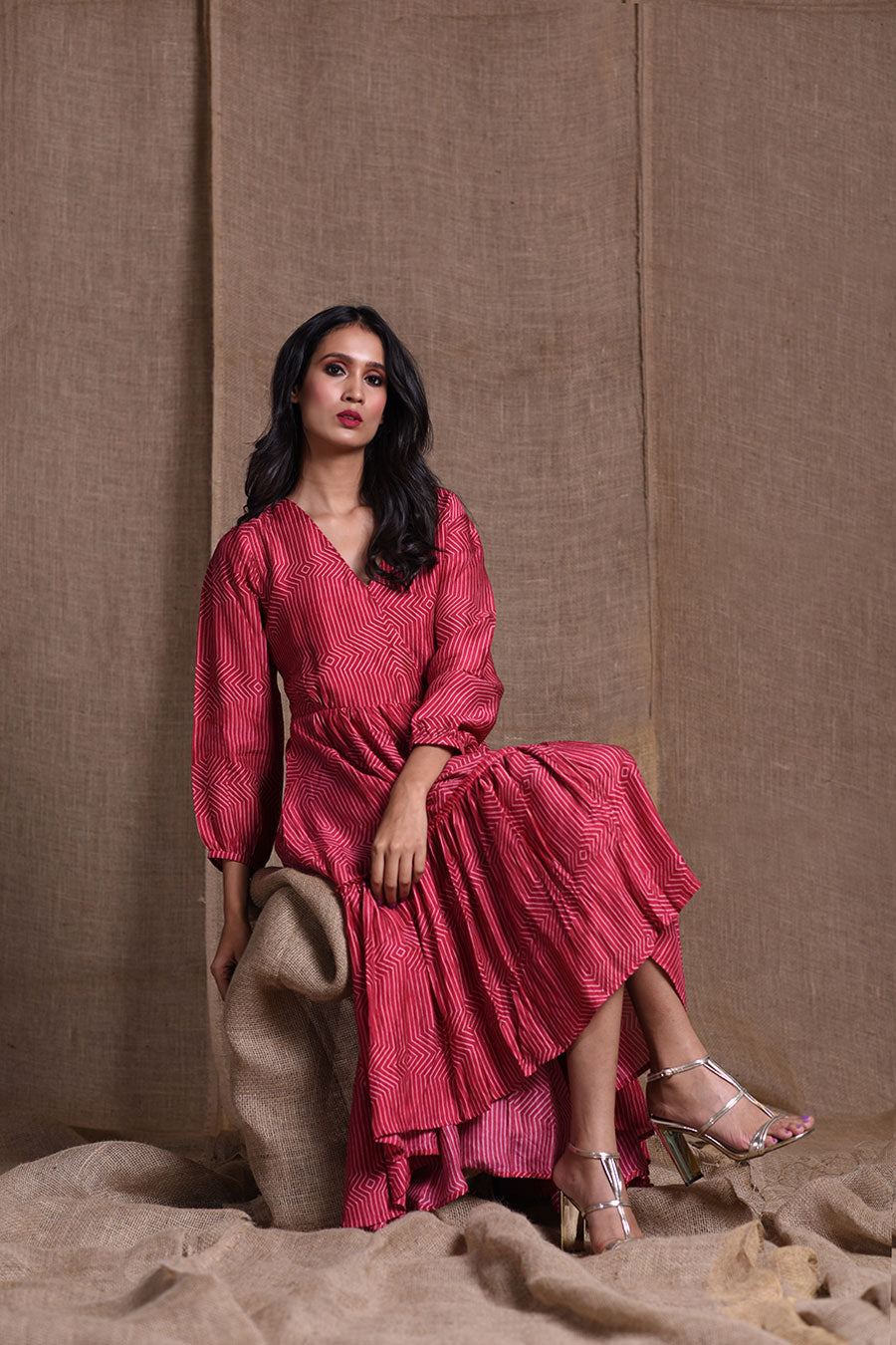 Printed high low red dress | koashee by shubhitaa