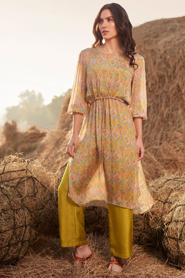 Printed string top with pants