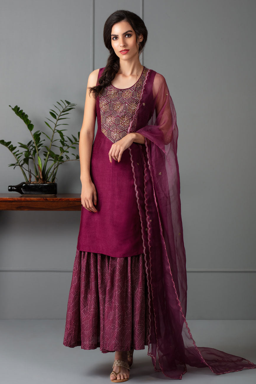 Wine sharara set