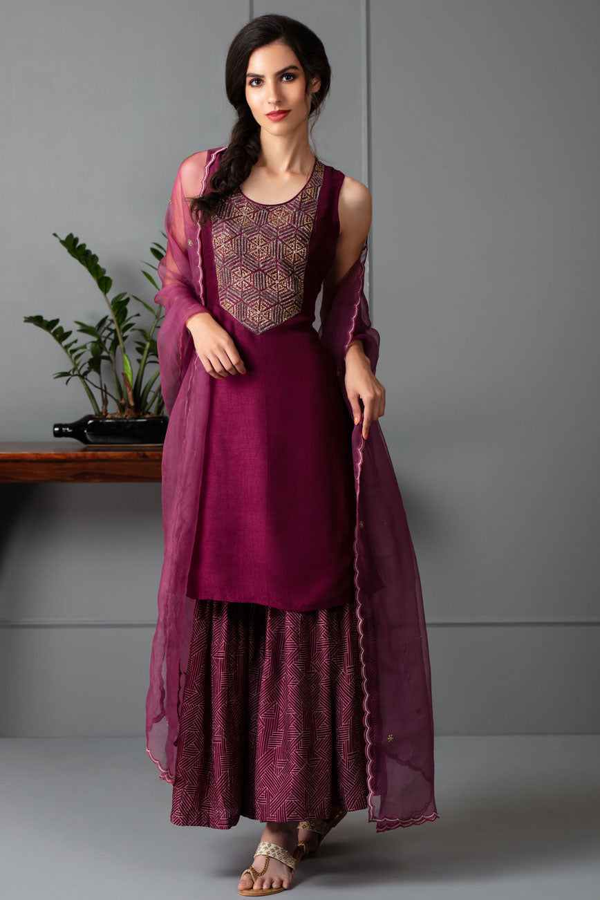 Wine sharara set