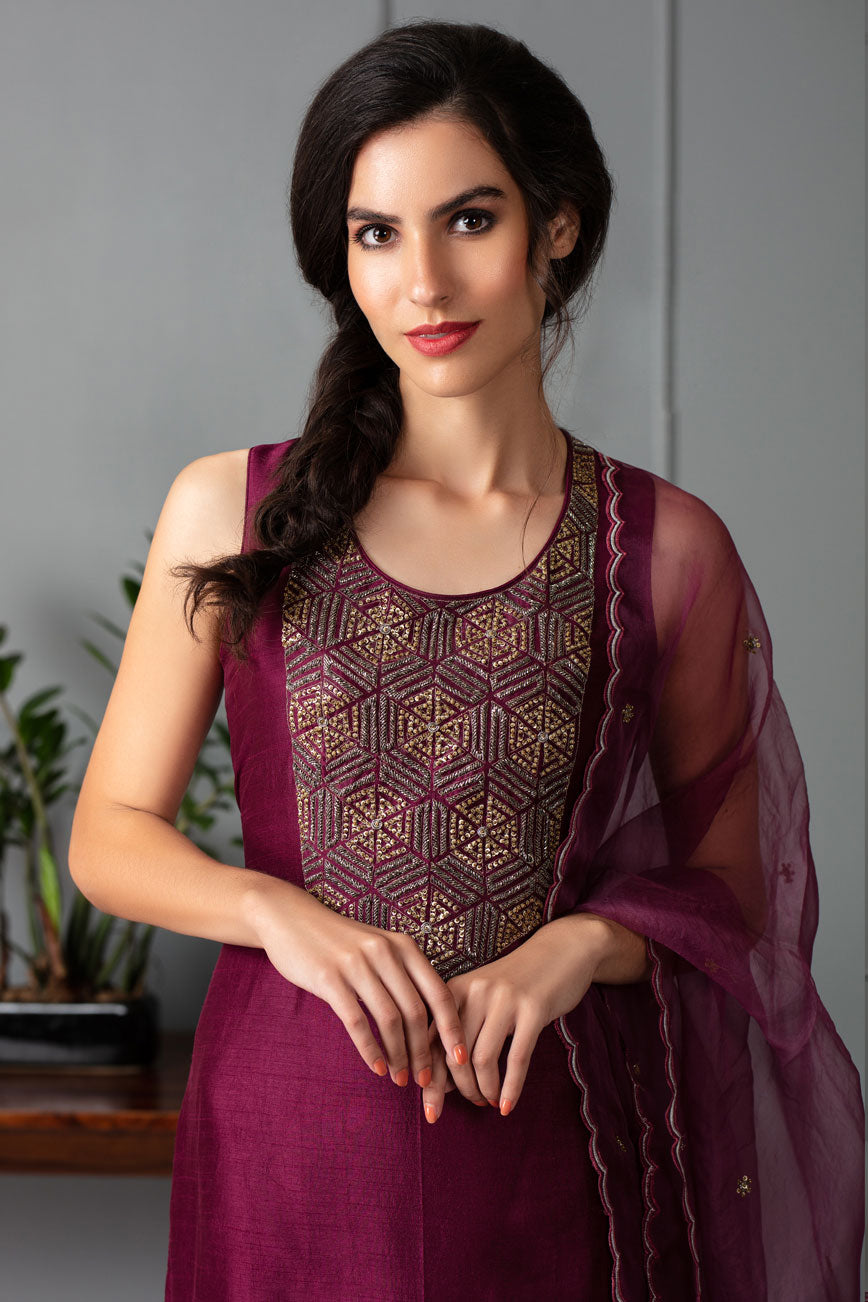 Wine sharara set