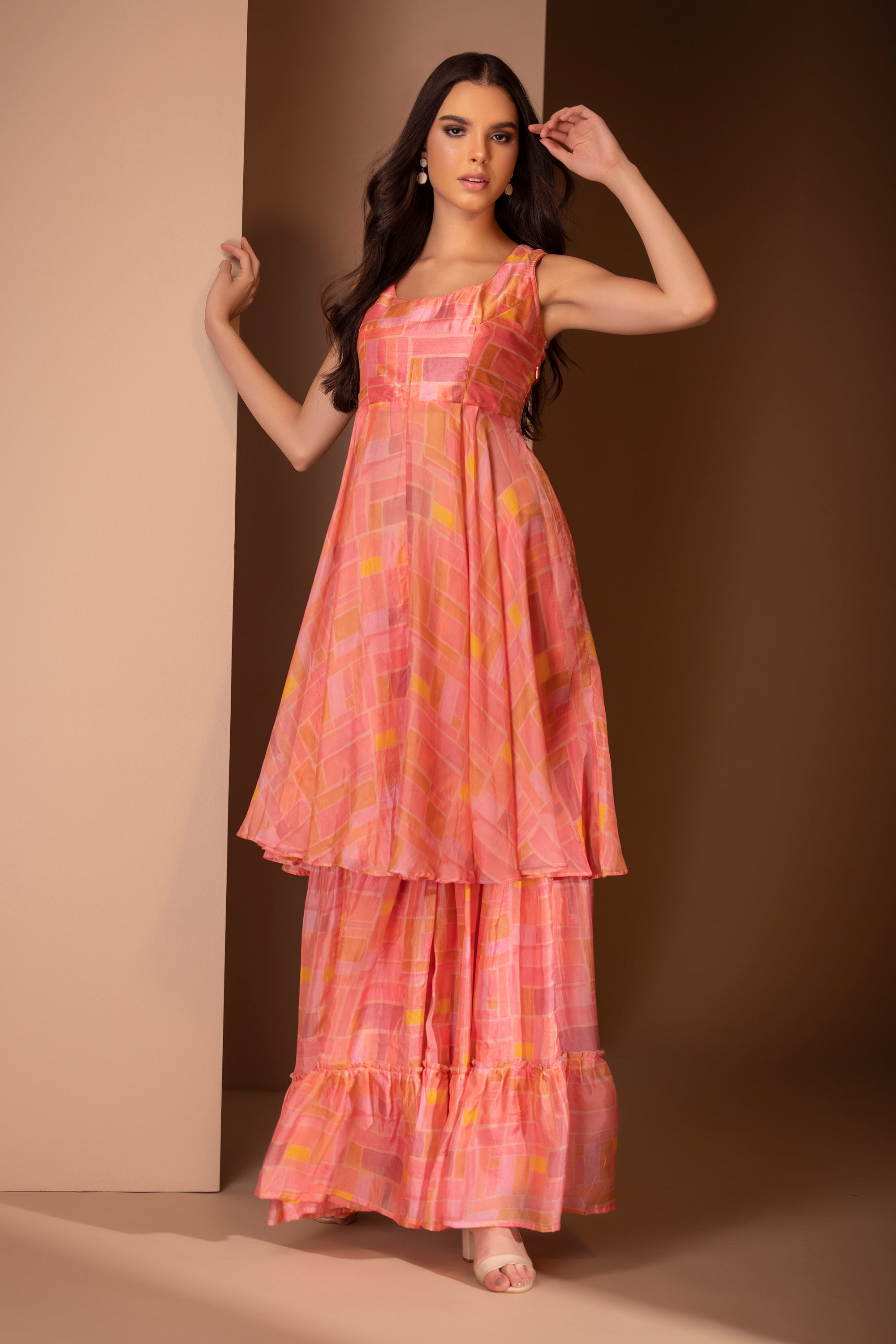 Peach geometric sharara