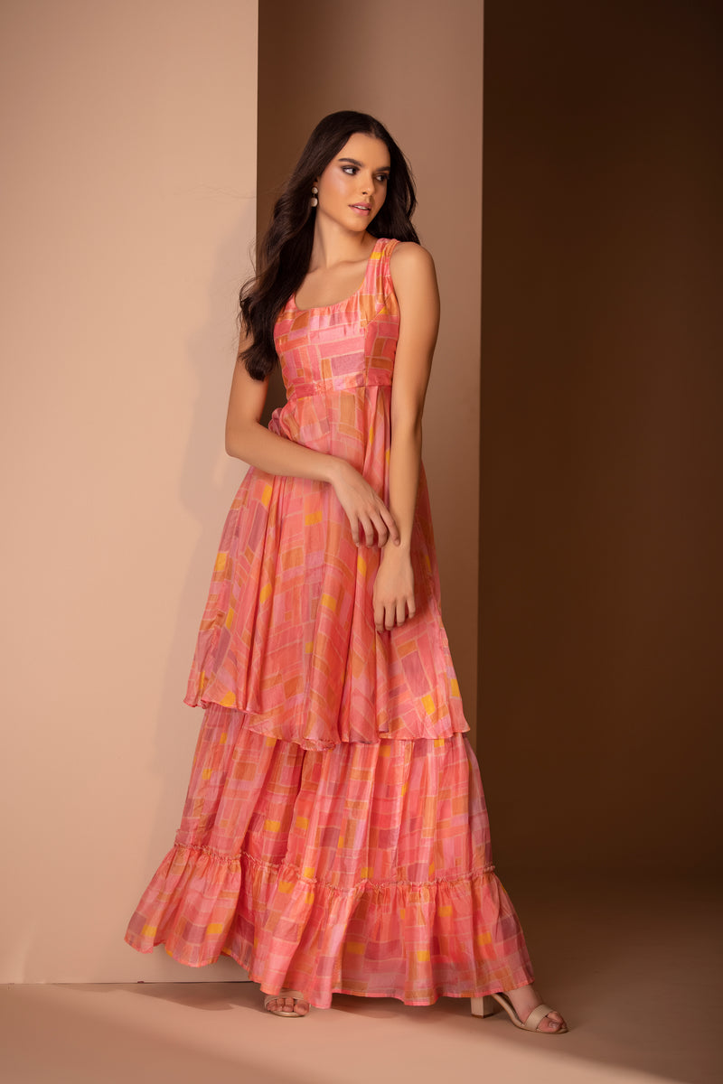 Peach geometric sharara