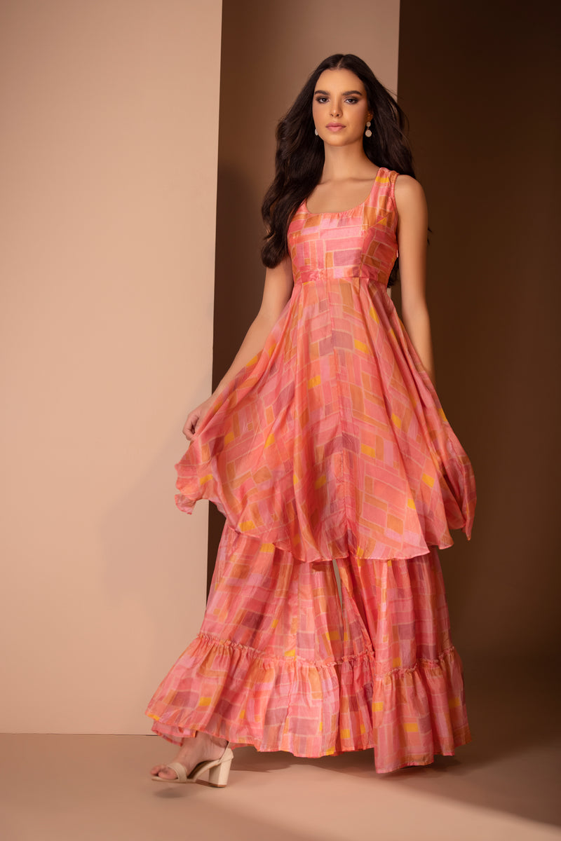 Peach geometric sharara