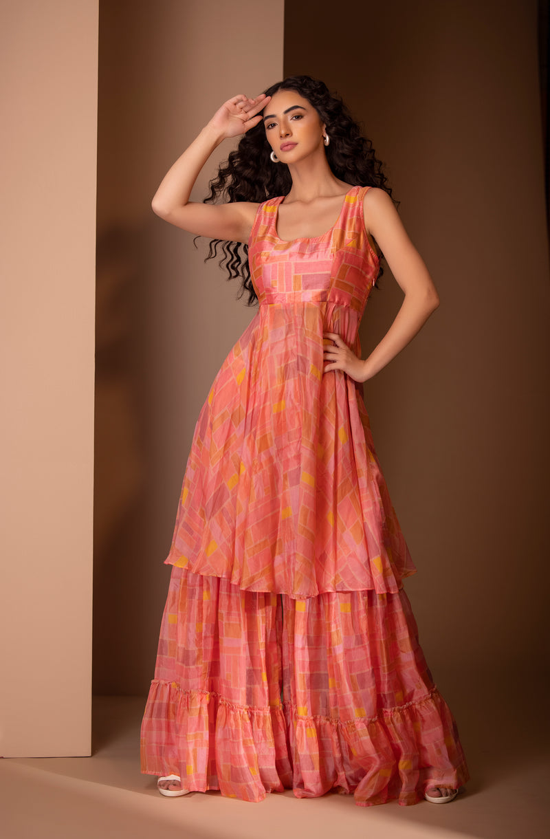 Peach geometric sharara