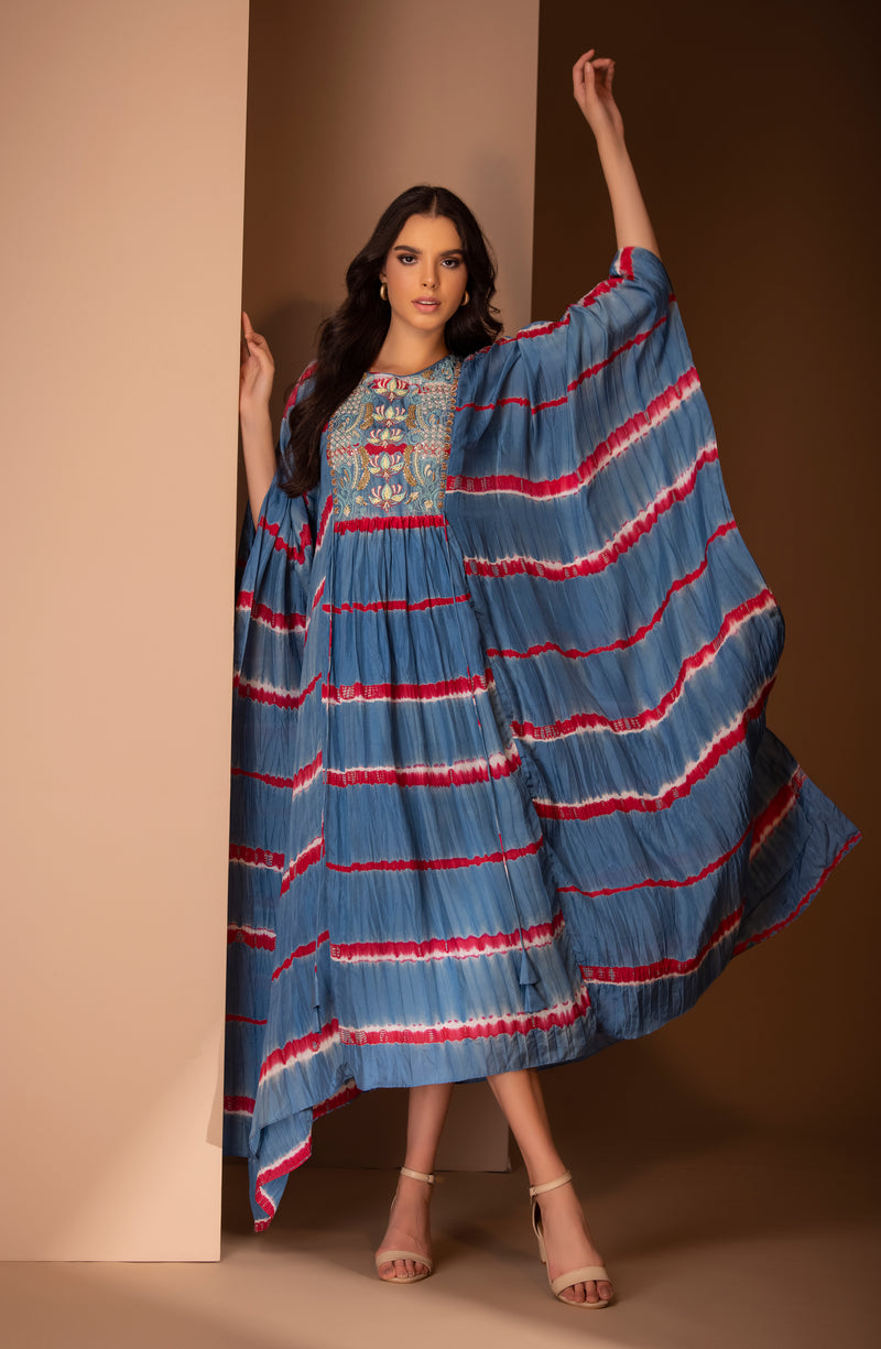 Blue leheriya kaftan