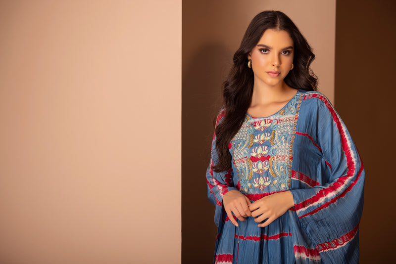 Blue leheriya kaftan
