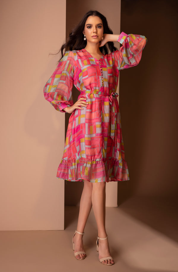 Pink belt dress