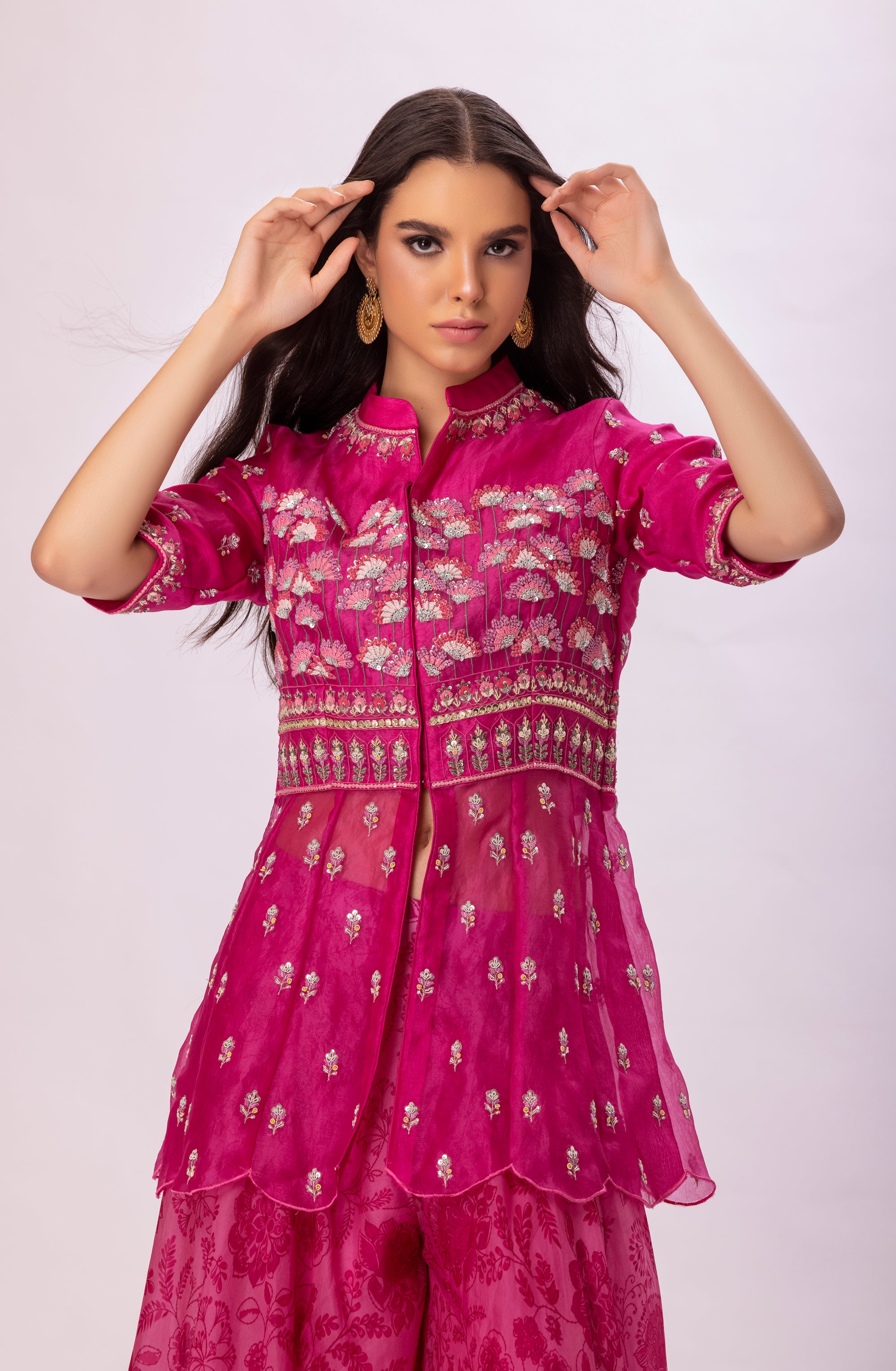 Hot seller pink top and sharara set