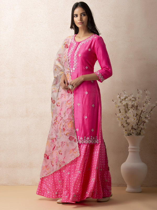 Pink sharara bandhani set