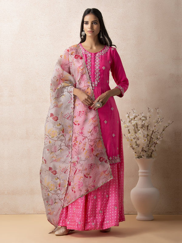 Pink sharara bandhani set